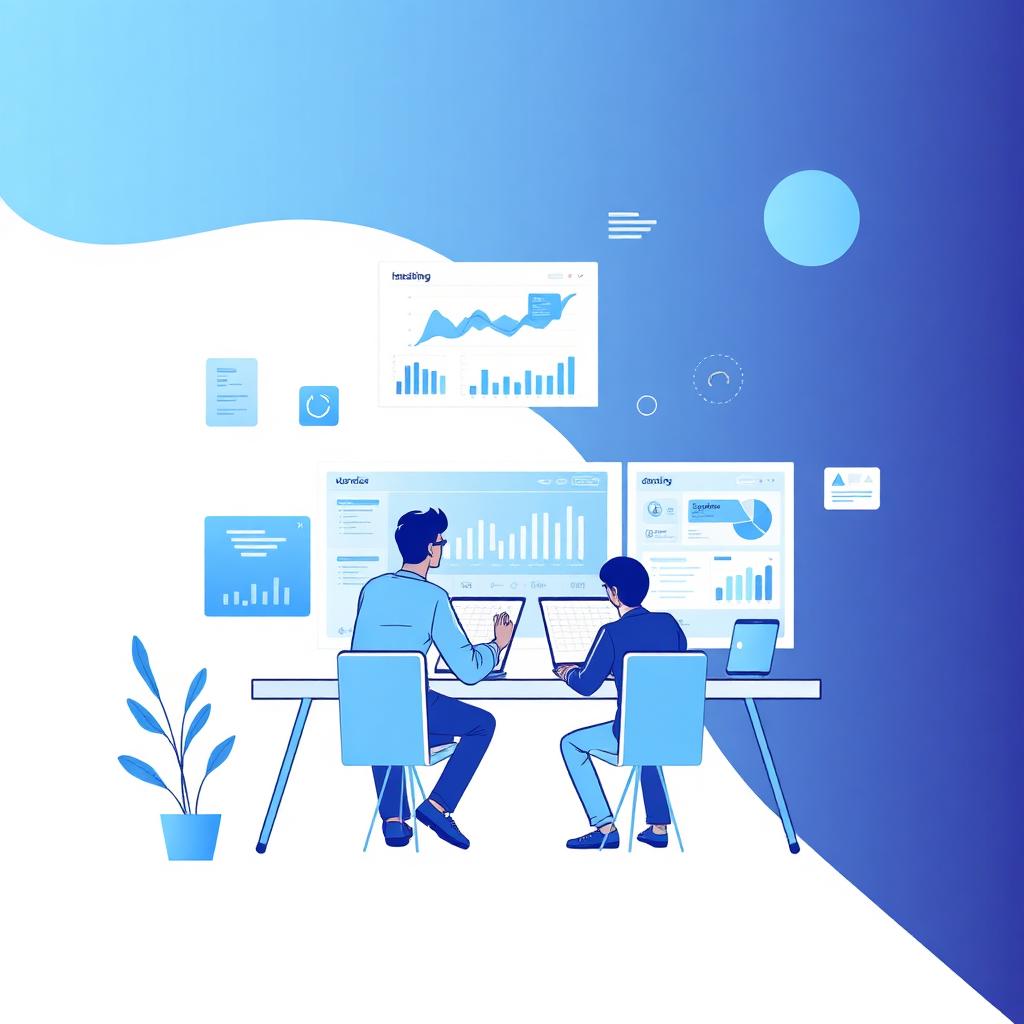 Startup team working on product dashboard